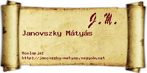 Janovszky Mátyás névjegykártya