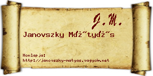 Janovszky Mátyás névjegykártya